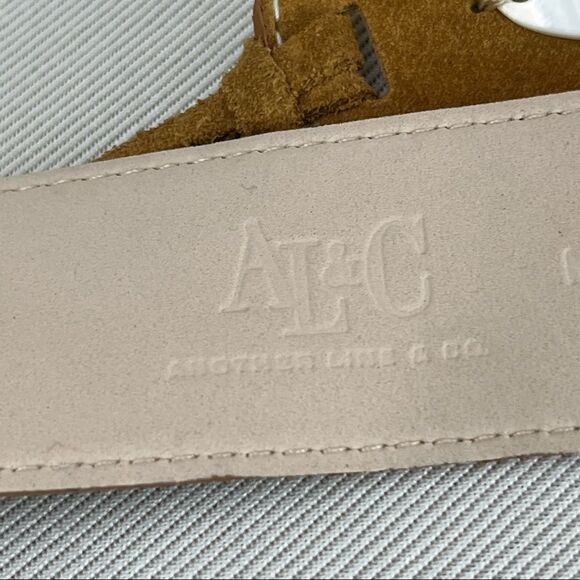 Another Line Genuine Suede Fringe Tie Waist Belt With Abalone Style Accents M - Picture 3 of 5